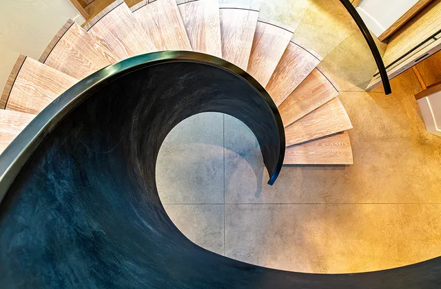 Looking down on a stunning helical staircase by Bisca